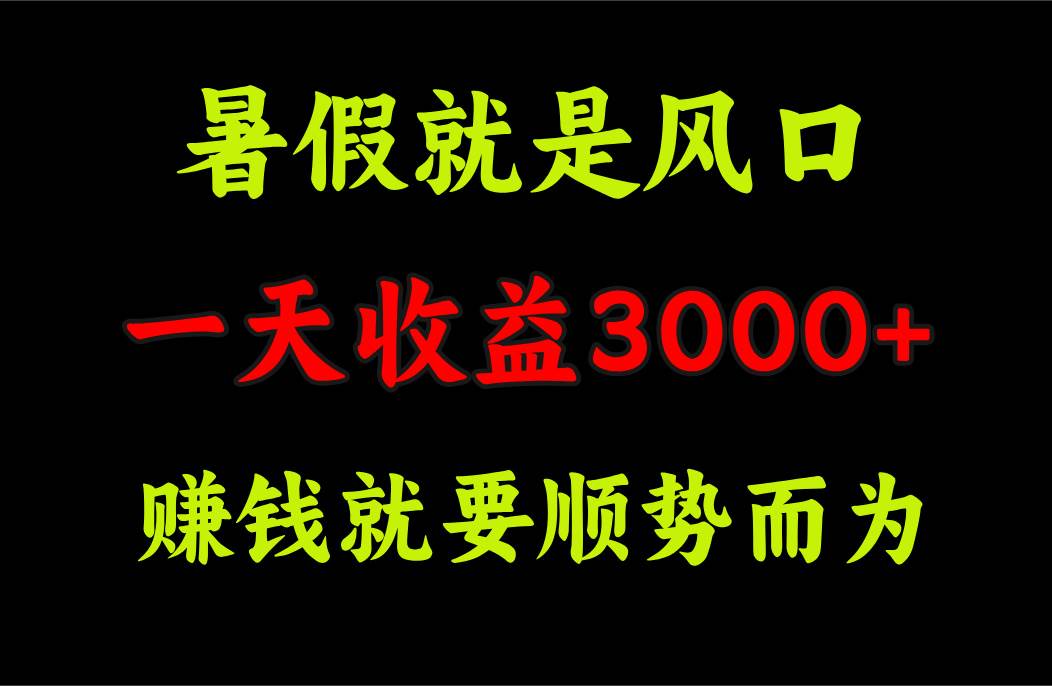 🌟💼【顺势赚钱】暑假风口来袭，小白也能日入3000+！💼🌟